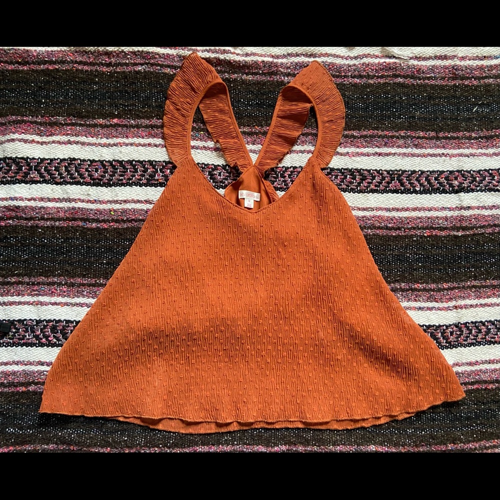 Burnt orange sheer tank top
